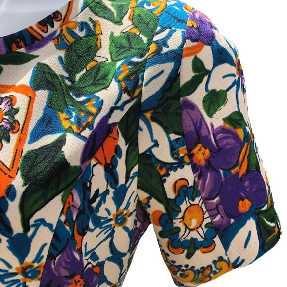 I. Madeline multi color floral lined sheath dress medium - Picture 7 of 12